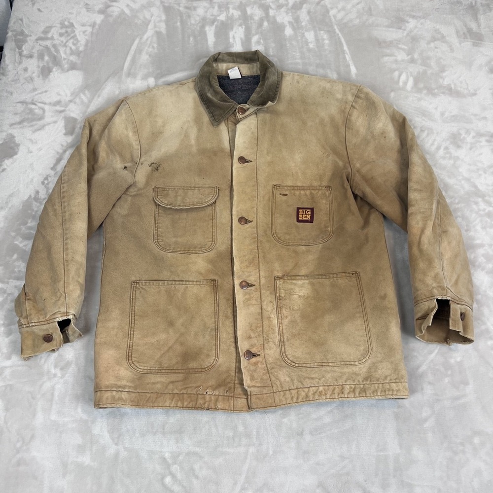 Vintage Big Ben Jacket Mens 40 Chore Coat Thrashed Grunge Workwear Blanket Lined